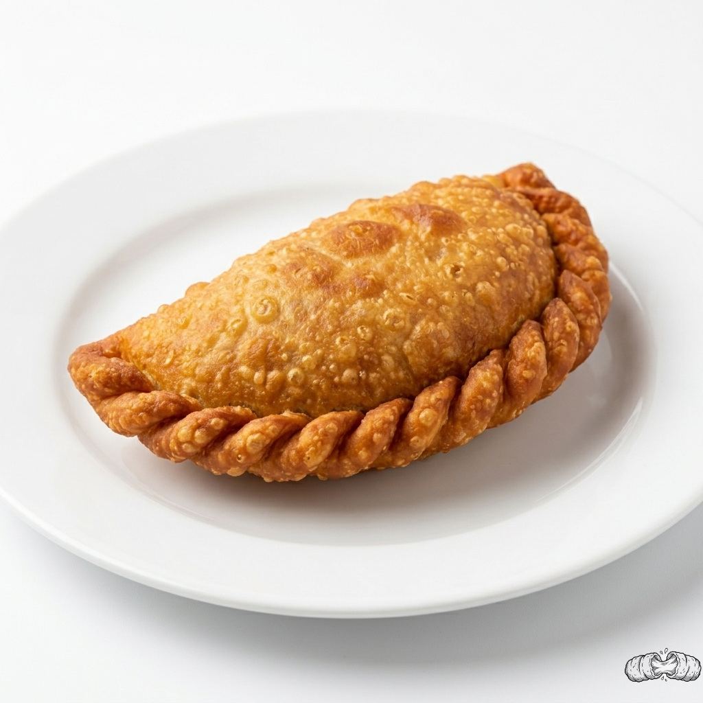 Pastelito venezolano frito y crujiente servido en plato blanco, elaborado con masa dorada y relleno tradicional